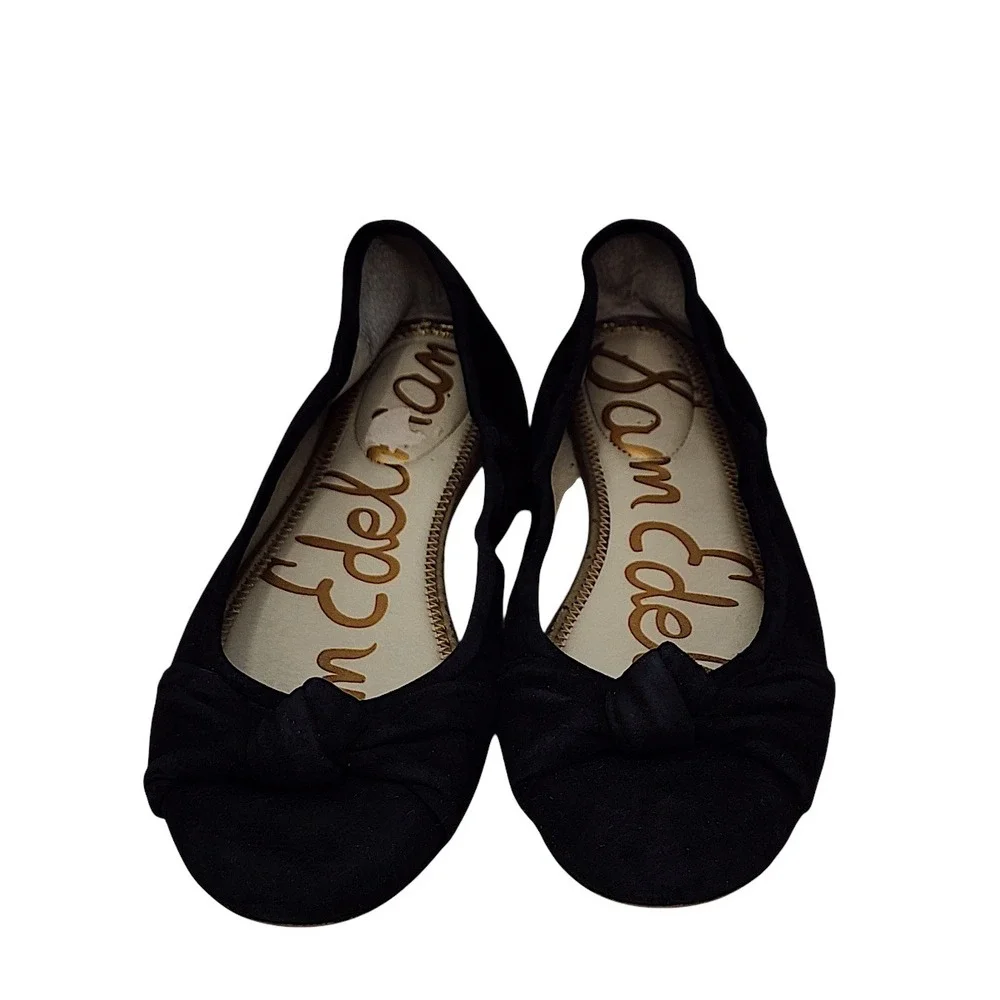 Sam Edelman Ballet Flat 10 Women Felicia Black Suede Knot Slip On Classic Chic